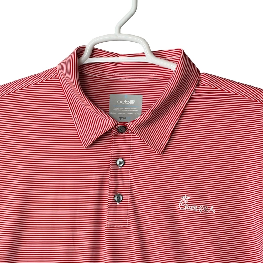 Chick-fil-A Polo Shirts Men's Size 3XL Oobe HydroChill Red Striped Stretch